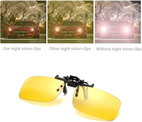 Vista 2 de ZYZH 2x Polarized Clip On Sunglasses Flip Up Fit Over Night Vision Glasses Anti Glare Men Women Driving Sports with Box