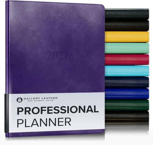 Vista 31 de Gallery Leather Professional Weekly Monthly Planner 2027, Elegantly Bound Calendar Planner and Notebook with Stylish Gold-Gilded Page Edges, 12