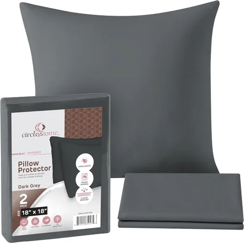 Vista 15 de CIRCLESHOME Protectores de almohada europeos – Fundas de almohada 100% algodón transpirable – Fundas de almohada cuadradas de 26 x 26 pulgadas