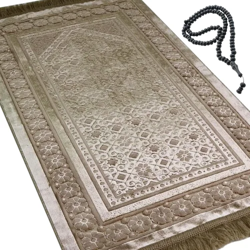 Vista 14 de Modefa Alfombra de Oración de Terciopelo – Alfombra Turca de Felpa Suave Janamaz Sajada Carpet para Hombres y Mujeres - Tapete de Oración Liso