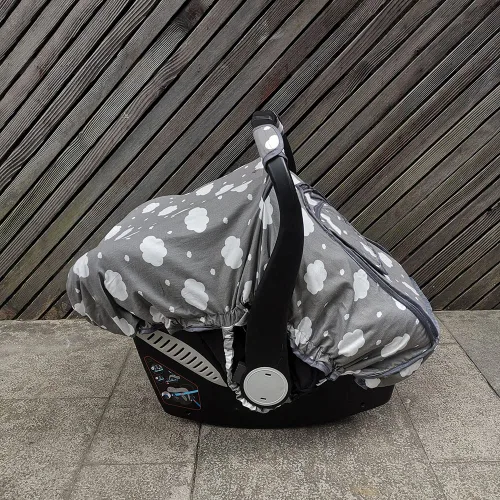 Vista 2 de Funda de asiento de automóvil para bebé, fundas de asiento de automóvil para asiento de automóvil infantil, toldo de cubierta para portabebés Gris
