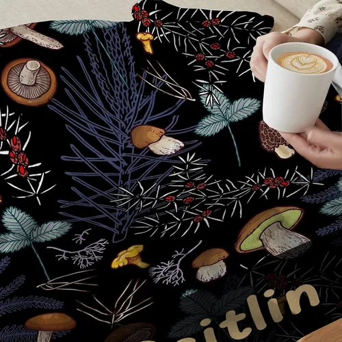 Vista 6 de Manta de regalo personalizada de hongos del bosque salvaje oscuro, manta de franela suave y ligera, adecuada para uso en cama, sala de estar