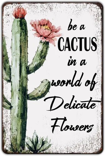 Vista 19 de Cartel de metal con diseño de cactus No Pricks Allowed de 8 x 12 pulgadas para decoración de pared
