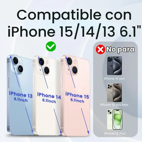 Vista 7 de Compatible con iPhone 15/14/13, doble capa a prueba de golpes, cubierta de cuerpo completo, protección contra caídas de grado militar, funda Negro