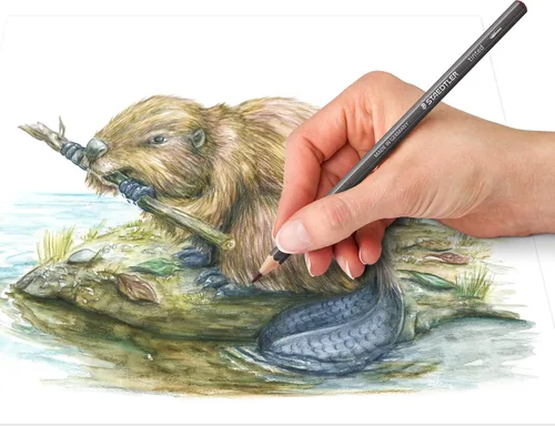 Vista 5 de STAEDTLER - Lápices de grafito tintados solubles en agua, juego de artista de acuarela, pre-afilados, 12 colores en estuche de metal, 14610T M12