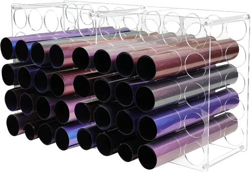 Vista 9 de Almacenamiento de rollos de vinilo de 20 agujeros para sala de manualidades, soporte de rollo de vinilo para hasta 20 rollos de vinilo