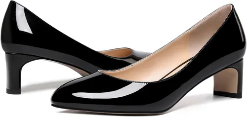 Vista 6 de Zapatos de tacón bajo con punta redonda para mujer, estilo formal, cómodo, sin cordones, de 2 pulgadas