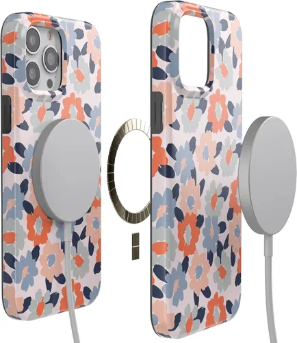 Vista 2 de Casely Funda para iPhone 14 Pro Campo de Flores Floral en Pastel Compatible con MagSafe Diseño Clásico Ultradelgado
