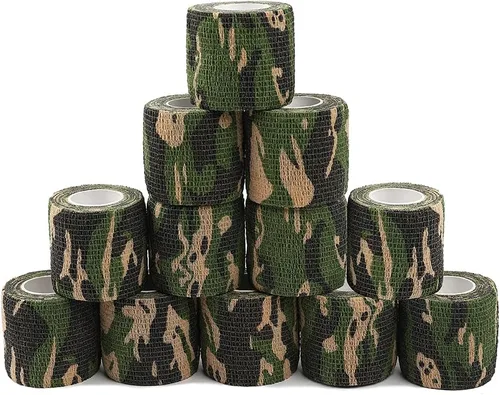 Vista 9 de Paquete de 12 vendajes autoadhesivos, cinta cohesiva de camuflaje (camuflaje beige)