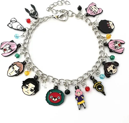Vista 5 de Pulsera SPY FAMLY de dibujos animados de anime SP FAMILY Charm pulsera regalos para mujeres y niñas, Metal, Sin gemas.
