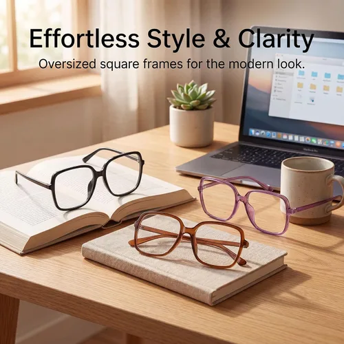 Vista 2 de Gafas unisex con bloqueo de luz azul, antifatiga ocular para computadora/juegos (hombres y mujeres) (negro, marrón, morado)