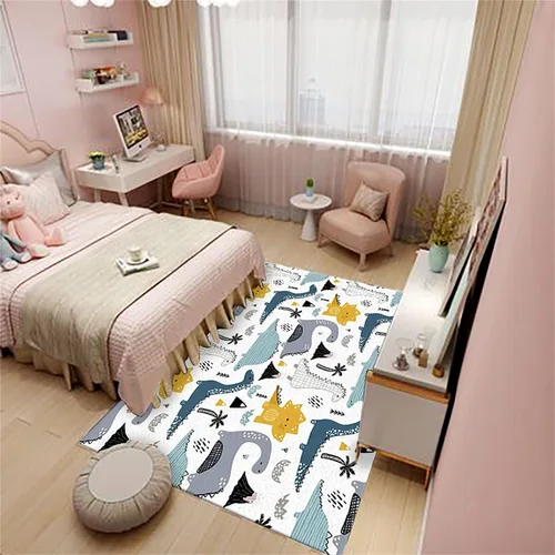 Vista 3 de Alfombra de área de dibujos animados para niños, 2 x 3 pies, lindo dinosaurio de animales, alfombra decorativa para habitación de bebé, alfombra