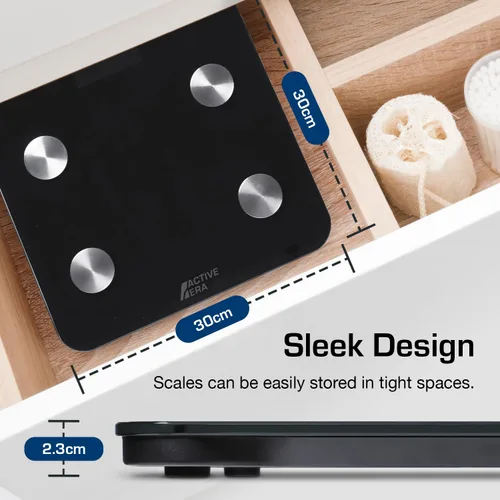 Vista 6 de Active Era Báscula digital Bluetooth de baño para peso y grasa corporal, báscula de pista de ajuste que calcula el IMC, el porcentaje de grasa