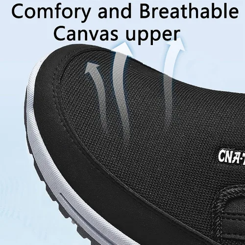 Vista 3 de Mocasines de lona sin cordones con soporte de arco para hombre, para exteriores, informales, antideslizantes, ortopédicos, planos, zapatos