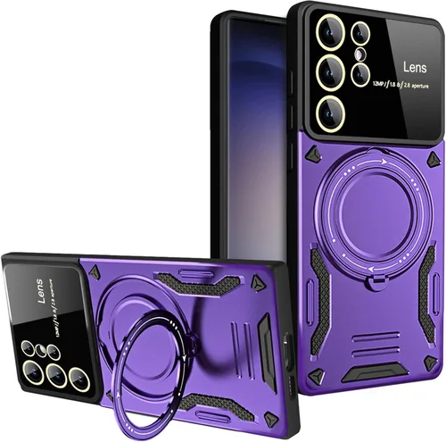 Vista 9 de Funda para Samsung Galaxy S22 Ultra con protector de lente de cámara, [compatible con MagSafe] con función atril protección de grado militar a