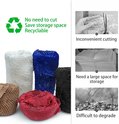 Vista 5 de Papel de embalaje de panal de abeja de 15 x 98 pies para mover, envío, embalaje, relleno de vacío, rollo protector ecológico y reciclable con 20