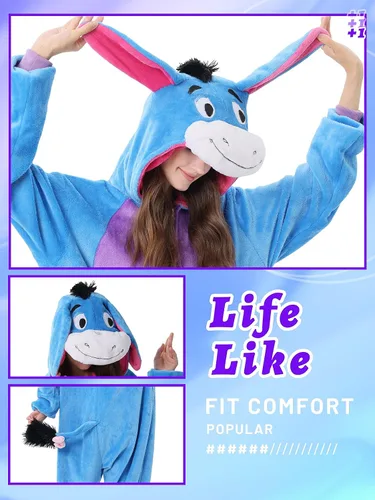 Vista 5 de QSTYLE Disfraz de animal para adultos, disfraz de Halloween, traje de cosplay de una pieza para mujeres y hombres