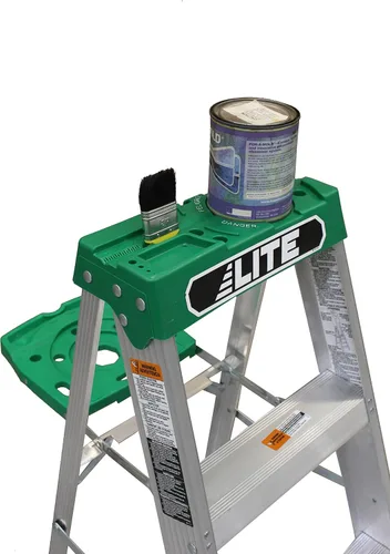Vista 8 de LITE Escalera de aluminio de 6 pies con bandeja de herramientas, capacidad de carga de 225 libras, tipo II, LP-2211-06