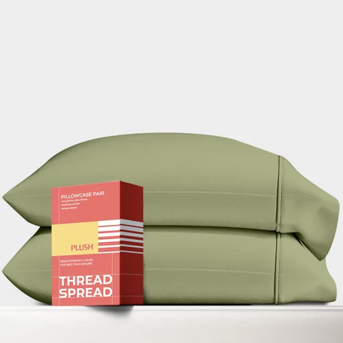 Vista 19 de Thread Spread Fundas de Almohada de Algodón Egipcio 100% Tamaño Estándar/Queen Juego de 2 - Fundas de Almohada Beige Satén de Lujo con Cuenta