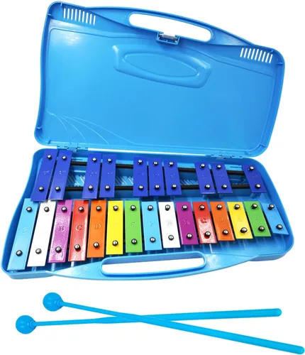 Vista 11 de Soulmate Xilófono Glockenspiel de 25 notas para niños, juguete musical colorido con teclas de metal, instrumento xilófono profesional con estuche