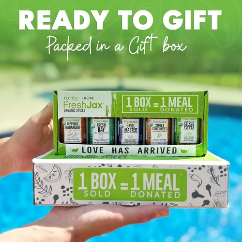 Vista 3 de FreshJax Gourmet especias y sazonadores, caja de regalo (juego de 5) Gourmet five-pack BBQ rub spices for steak, chicken, and seafood, making it