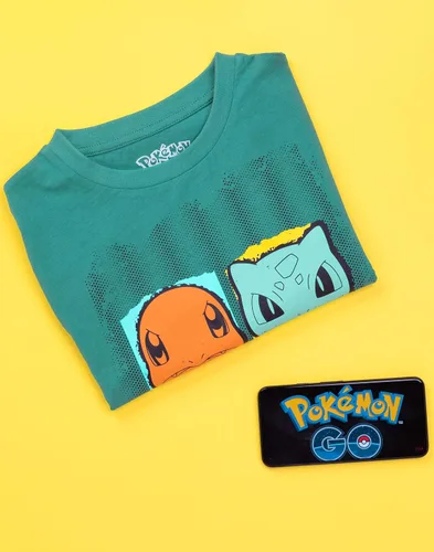 Vista 2 de Pokemon Camisetas para Niños Gris Verde O Negro Top Pikachu Squirtle Bulbasaur Charmander