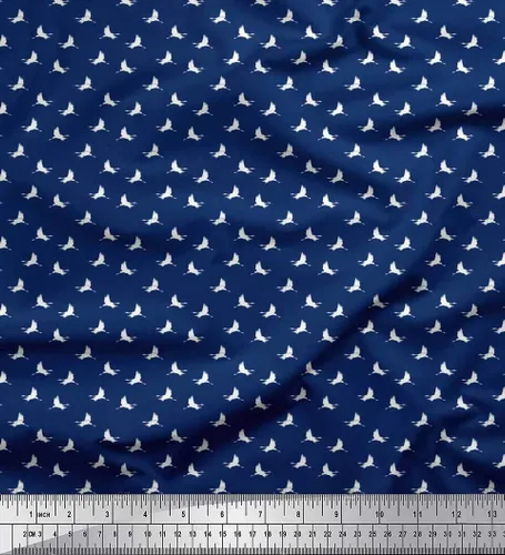 Vista 11 de Soimoi The Yard - Tela de algodón azul batista – 42 pulgadas de ancho – Camisa de cigüeña – Estilo inspirado en la naturaleza con estampado de Aqua