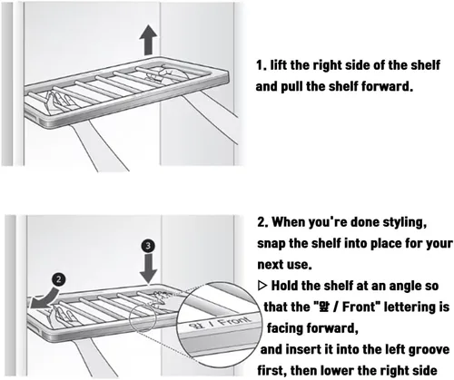 Vista 4 de SAZER LG Styler Shelf para modelos de la serie S3 (solo modelos de 3 trajes) S3MFBN, S3WFBN, S3RFBN, S3CW