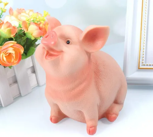 Vista 5 de Hucha artesanal de resina para niños y niñas, caja de dinero para niños y niñas, alcancía, decoración de cerdo, regalo de cumpleaños