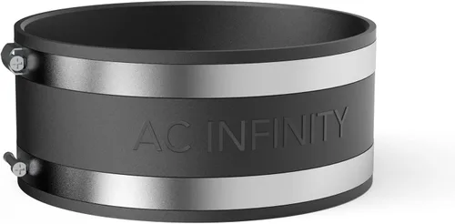 Vista 8 de Abrazadera de reducción de ruido AC Infinity de 4 pulgadas, acoplador de conducto. Stainless Steel Clamps, Flexible Rubber Coupling for Inline
