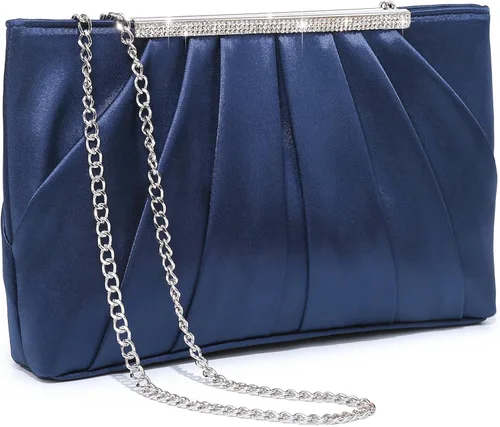 Vista 7 de Dasein - Bolsos de mano elegantes con pliegues para mujer, bolsos formales de noche con diamantes de imitación para bodas, fiestas, graduaciones