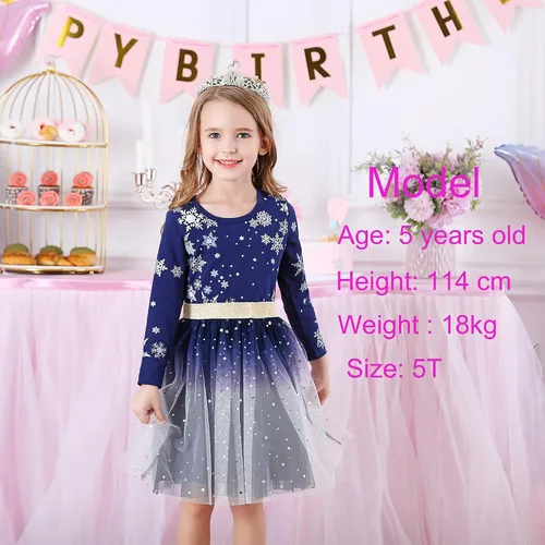 Vista 2 de VIKITA Vestidos de invierno para niñas de manga larga para niñas pequeñas, vestidos de tul para fiestas de 3 a 12 años