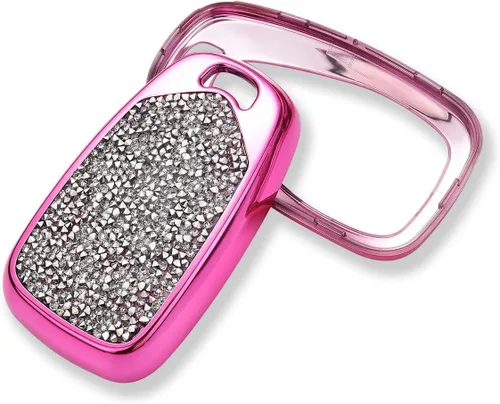 Vista 4 de Royalfox 3, 4, 5, 6 botones, diamantes de imitación brillantes 3D femeninos, funda para llave inteligente remota para Chevy Chevrolet Malibu Camaro