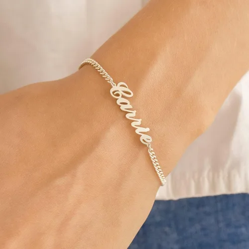 Vista 4 de DayOfShe - Pulsera de barra de nombre personalizada de acero inoxidable, grabado a medida, para parejas