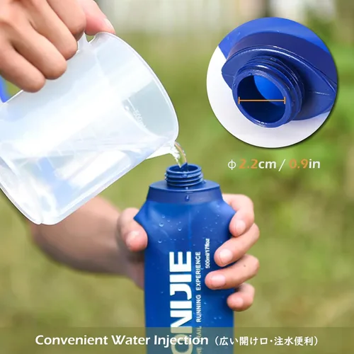 Vista 4 de TRIWONDER Botellas de agua plegables de poliuretano termoplástico sin BPA, frasco plegable para mochila de hidratación - Ideal para correr
