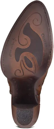 Vista 6 de Cuadra Botines para mujer en piel auténtica con bordado y cremallera marrón Marrón