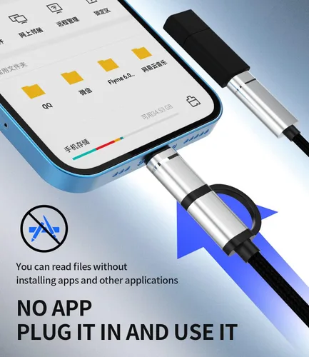 Vista 5 de Adaptador de cable OTG para iPhone (2 en 1) USB-A hembra a USB C Lightning macho convertidor para Apple para iPhone 15 Pro Max Plus para iPad Air