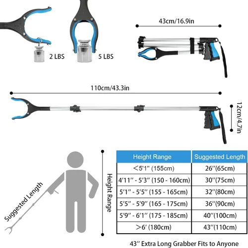 Vista 2 de Housolution Herramienta de agarre Reacher, 43 pulgadas extra larga