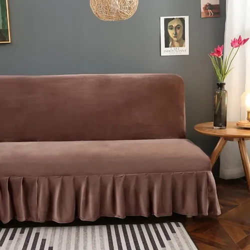 Vista 3 de Funda para futón de felpa gruesa sin brazos, de terciopelo elástico, funda para sofá cama, funda suave para sofá, futón, protector de muebles
