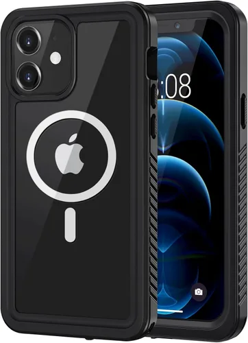 Vista 10 de Lanhiem Funda para iPhone 12, impermeable, a prueba de polvo, a prueba de golpes, con protector de pantalla integrado (no para iPhone 12 Pro), funda