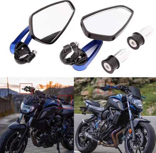Vista 12 de Rich Choices Universal Espejos Retrovisores Negros para Motocicleta de 22mm 7/8'' de Extremo de Manillar GROM MSX125 CB500F Z125 pro Z650 Z750 Z800