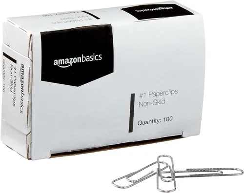 Vista 2 de Amazon Basics Clips de papel No. 1, antideslizantes, 1000 unidades (10 paquetes de 100), color plateado