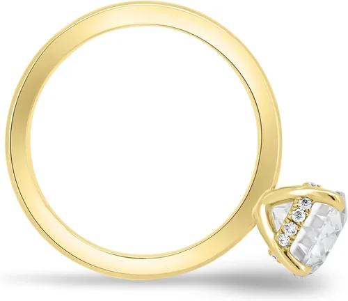 Vista 12 de Anillos de compromiso de moissanita de oro macizo de plata 925 de 10 quilates y 14 quilates y 18 quilates para mujer Juego de anillos de boda