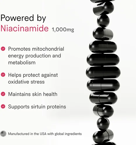 Vista 4 de Tally Health Suplemento NAD+ – Precursor NAD de niacinamida de 1000 mg para energía celular, metabolismo y envejecimiento saludable – Apoya