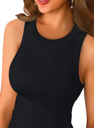 Vista 2 de HWOKEFEIYU - Camiseta básica sin mangas de verano, para mujer