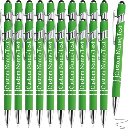 Vista 15 de Bolígrafos personalizados con nombre, paquete de 10 bolígrafos personalizados a granel, bolígrafo de tinta negra grabada con punta de lápiz óptico
