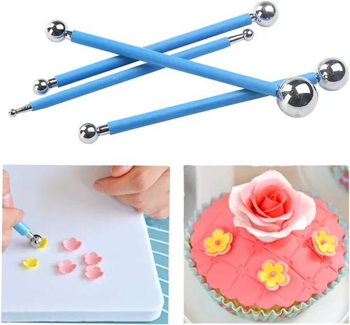 Vista 7 de 4pcs Fondant Cake Pan Flor Decoración Arcilla Flor Azúcar Artesanía Bola Modelo Herramienta DIY