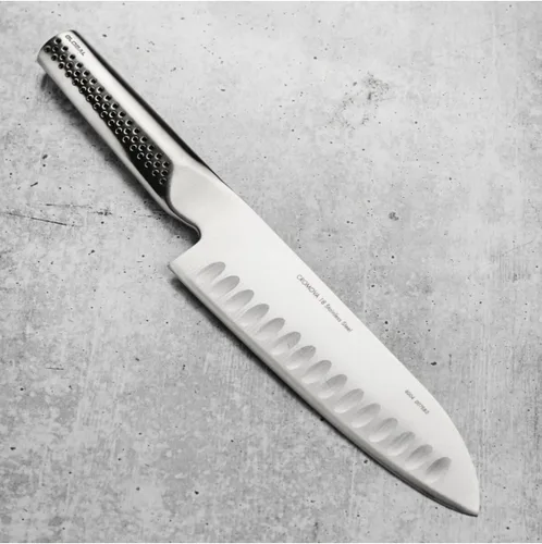 Vista 2 de Global Cuchillo Santoku de acero inoxidable Ukon hueco de 7 pulgadas
