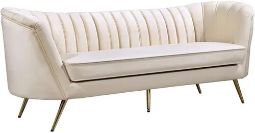 Vista 11 de Meridian Furniture Colección Margo Modern Sofá tapizado de terciopelo contemporáneo con acolchado de canal profundo y patas de acero inoxidable