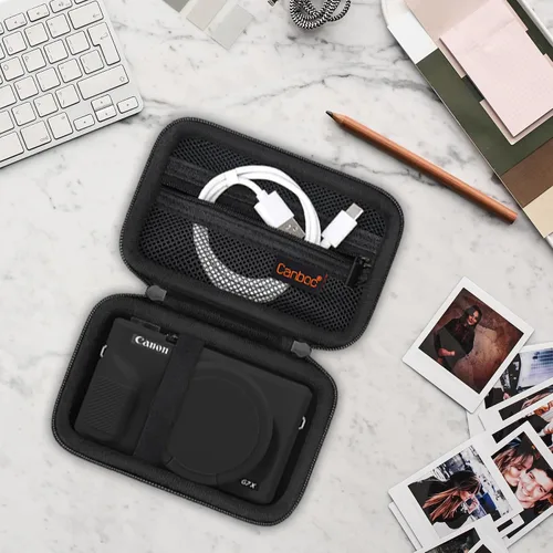 Vista 8 de Canboc Funda para cámara digital Canon PowerShot G7X Mark III, 1 funda rígida de transporte + 1 funda de silicona suave con cubierta extraíble